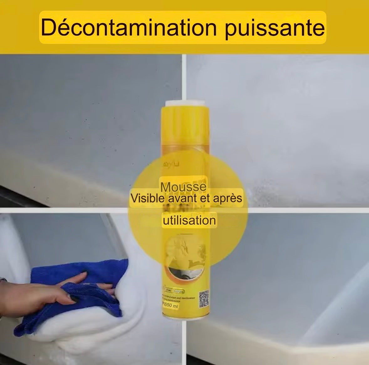 Spray nettoyant d'intérieur de voiture Multi-usage 650 mil