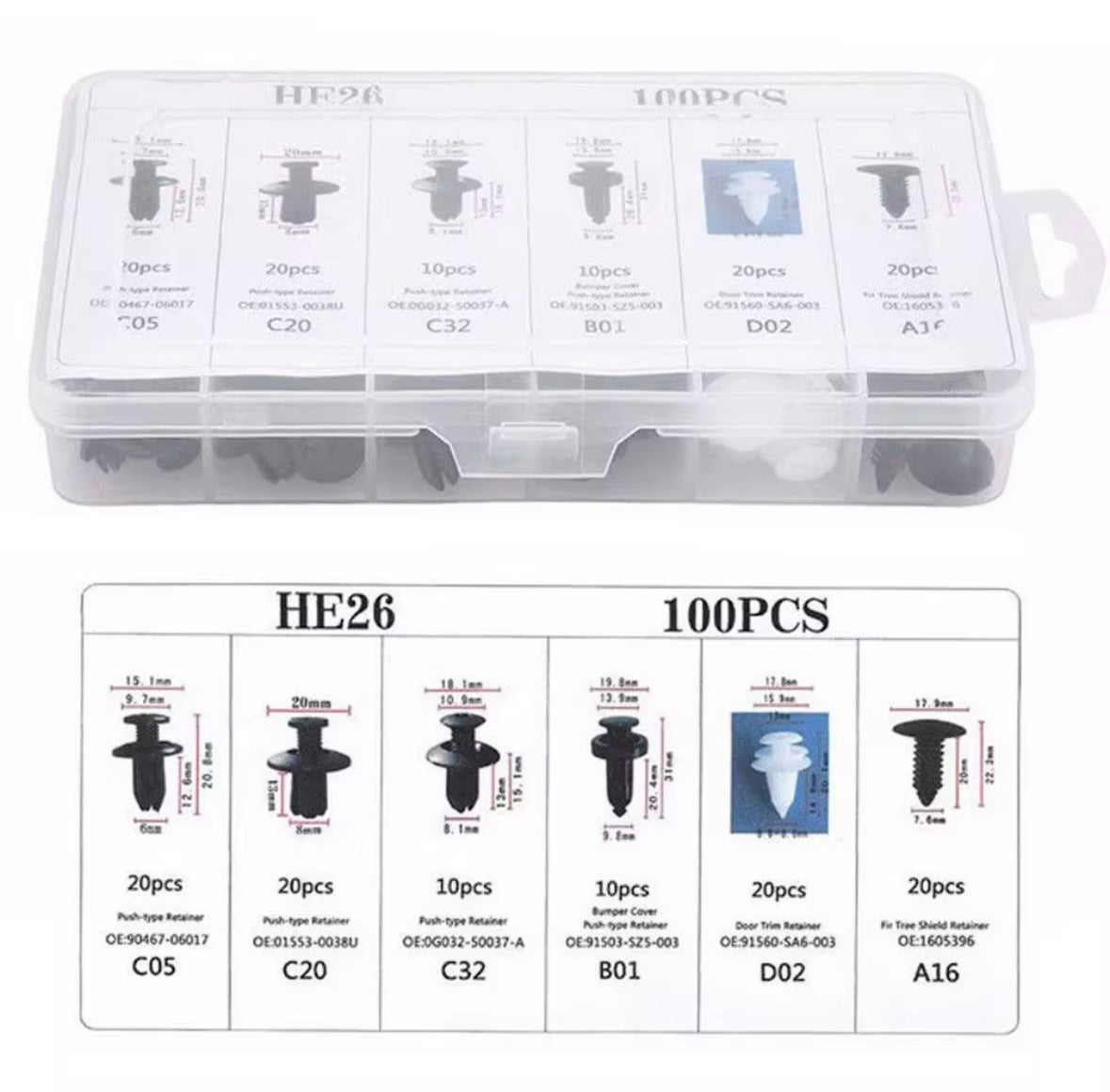 Clips de Fixation automatique 100 pcs