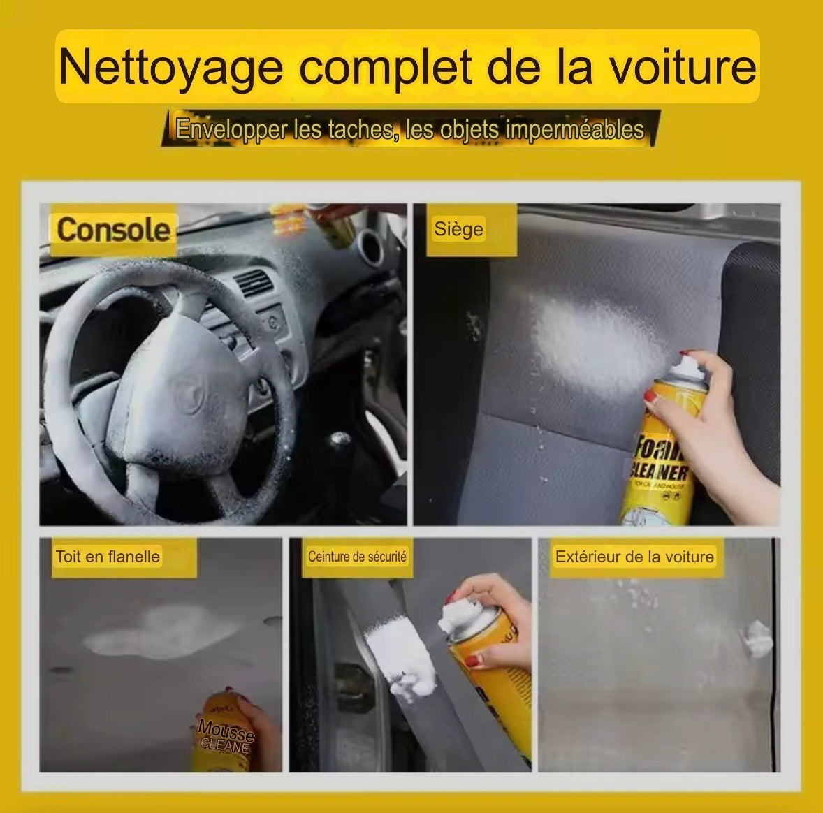 Spray nettoyant d'intérieur de voiture Multi-usage 650 mil